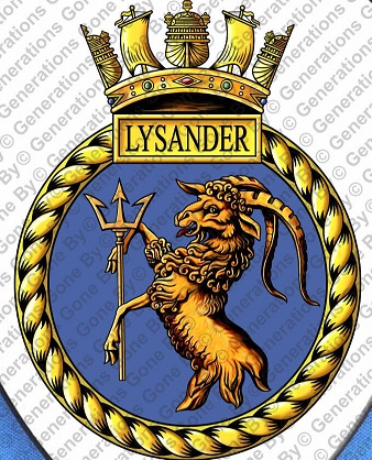 Coat of arms (crest) of the HMS Lysander, Royal Navy