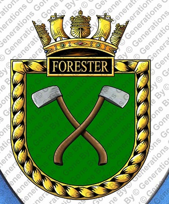 Coat of arms (crest) of the HMS Forester, Royal Navy