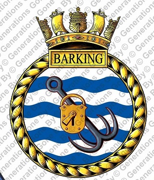 Coat of arms (crest) of the HMS Barking, Royal Navy