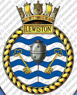 Coat of arms (crest) of the HMS Lewiston, Royal Navy