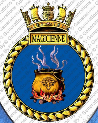 Coat of arms (crest) of the HMS Magicienne, Royal Navy