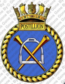 Coat of arms (crest) of the HMS Postillion, Royal Navy