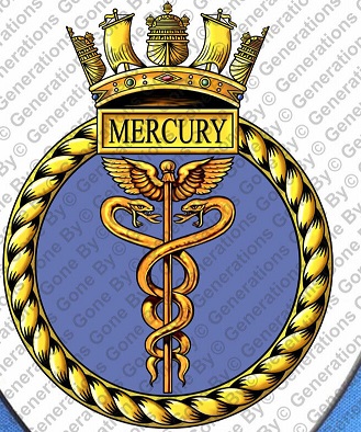 Coat of arms (crest) of the HMS Mercury, Royal Navy