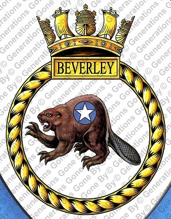 Coat of arms (crest) of the HMS Beverley, Royal Navy