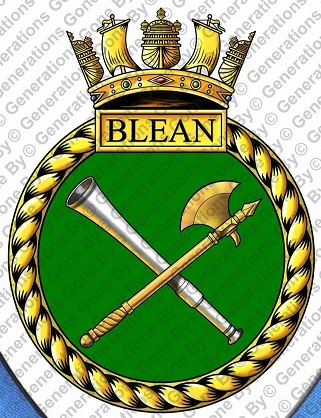 Coat of arms (crest) of the HMS Blean, Royal Navy