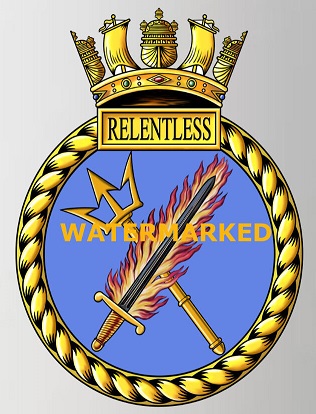 Coat of arms (crest) of the HMS Relentless, Royal Navy