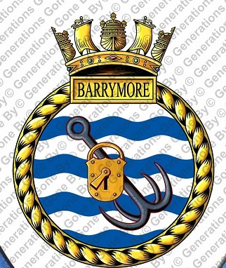 Coat of arms (crest) of the HMS Barrymore, Royal Navy