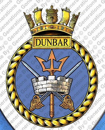 Coat of arms (crest) of the HMS Dunbar, Royal Navy