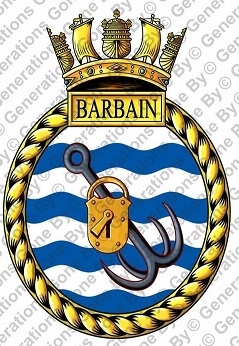 Coat of arms (crest) of the HMS Barbain, Royal Navy