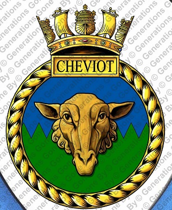 Coat of arms (crest) of the HMS Cheviot, Royal Navy
