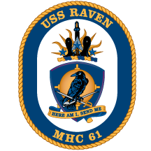 Coat of arms (crest) of Mine Hunter USS Raven (MHC-61)