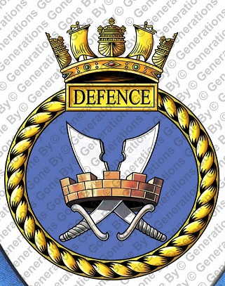 Coat of arms (crest) of the HMS Defence, Royal Navy