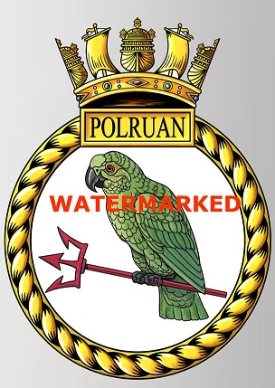 Coat of arms (crest) of the HMS Polruan, Royal Navy