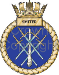 Coat of arms (crest) of the HMS Smiter, Royal Navy