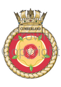 Coat of arms (crest) of the HMS Cumberland, Royal Navy