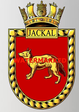 Coat of arms (crest) of the HMS Jackal, Royal Navy