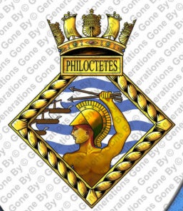 Coat of arms (crest) of the HMS Philoctetes, Royal Navy