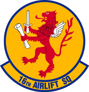 Coat of arms (crest) of the 16th Airlift Squadron, US Air Force