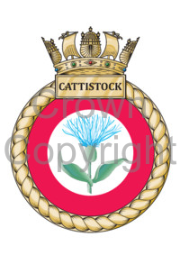 Coat of arms (crest) of the HMS Cattistock, Royal Navy