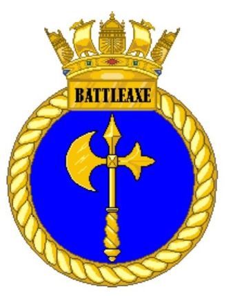 Coat of arms (crest) of the HMS Battleaxe, Royal Navy