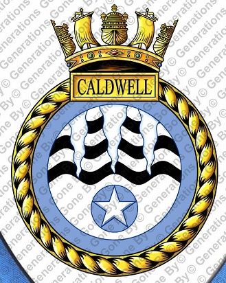 Coat of arms (crest) of the HMS Caldwell, Royal Navy