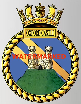 Coat of arms (crest) of the HMS Oxford Castle, Royal Navy