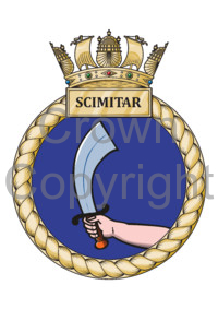 Coat of arms (crest) of the HMS Scimitar, Royal Navy