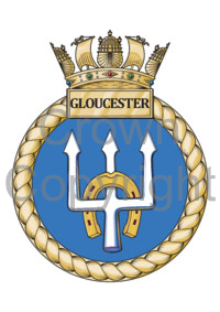 Coat of arms (crest) of the HMS Gloucester, Royal Navy