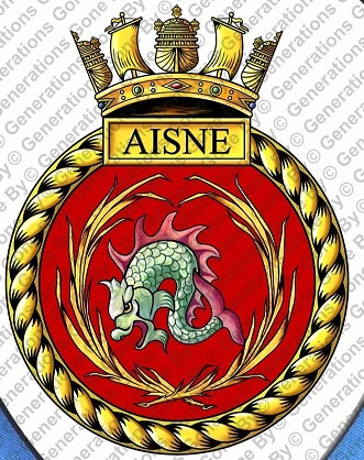 Coat of arms (crest) of the HMS Aisne, Royal Navy