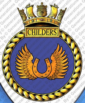 Coat of arms (crest) of the HMS Childers, Royal Navy