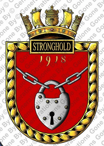 Coat of arms (crest) of the HMS Stronghold, Royal Navy