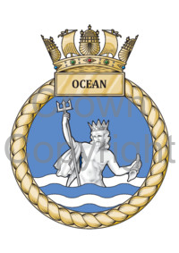 Coat of arms (crest) of the HMS Ocean, Royal Navy