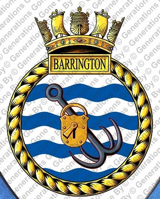 Coat of arms (crest) of the HMS Barrington, Royal Navy