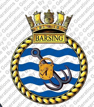 Coat of arms (crest) of the HMS Barsing, Royal Navy
