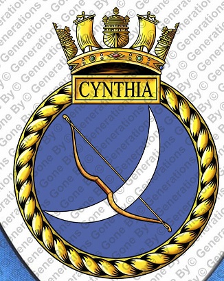 Coat of arms (crest) of the HMS Cynthia, Royal Navy