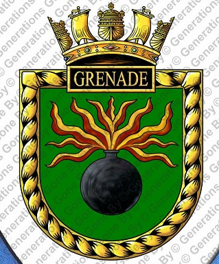 Coat of arms (crest) of the HMS Grenade, Royal Navy