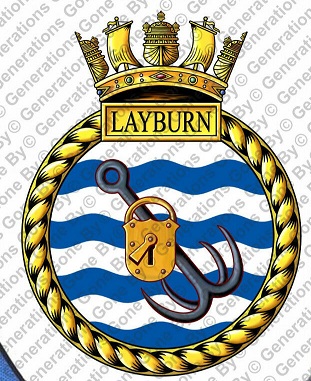 Coat of arms (crest) of the HMS Layburn, Royal Navy