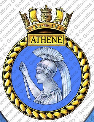 Coat of arms (crest) of the HMS Athene, Royal Navy