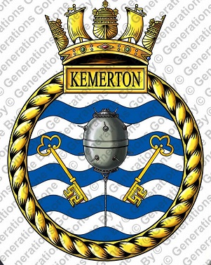 Coat of arms (crest) of the HMS Kemerton, Royal Navy