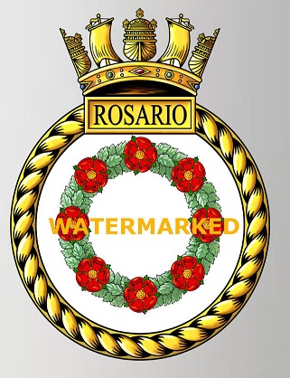 Coat of arms (crest) of the HMS Rosario, Royal Navy