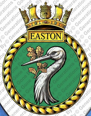 Coat of arms (crest) of the HMS Easton, Royal Navy