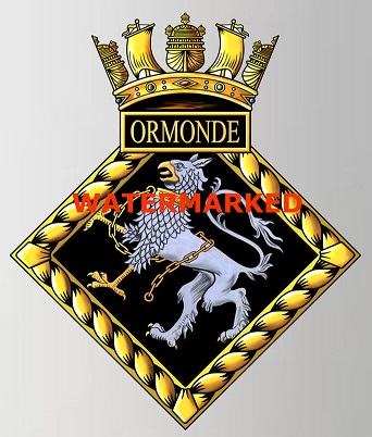 Coat of arms (crest) of the HMS Ormonde, Royal Navy