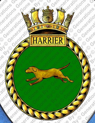 Coat of arms (crest) of the HMS Harrier, Royal Navy
