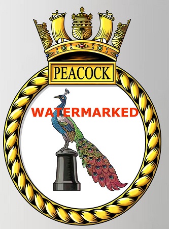 Coat of arms (crest) of the HMS Peacock, Royal Navy