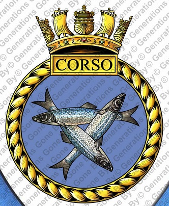 Coat of arms (crest) of the HMS Corso, Royal Navy