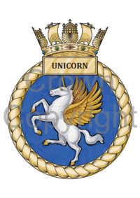 Coat of arms (crest) of the HMS Unicorn, Royal Navy