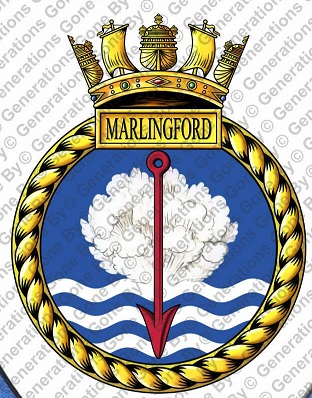 Coat of arms (crest) of the HMS Marlingford, Royal Navy