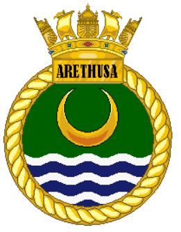 Coat of arms (crest) of the HMS Aretusa, Royal Navy