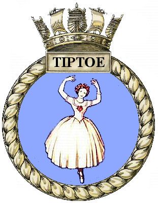Coat of arms (crest) of the HMS Tiptoe, Royal Navy