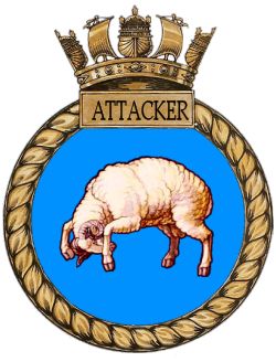 Coat of arms (crest) of the HMS Attacker, Royal Navy